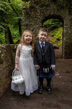 Siblings at a wedding at The Hermitage, Dunkeld