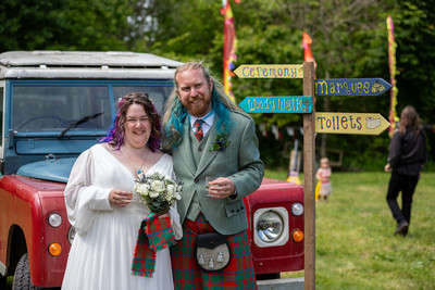 A festival-vibe wedding in Scotland for Kath & Hugh