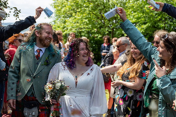 A festival-vibe wedding in Scotland for Kath & Hugh